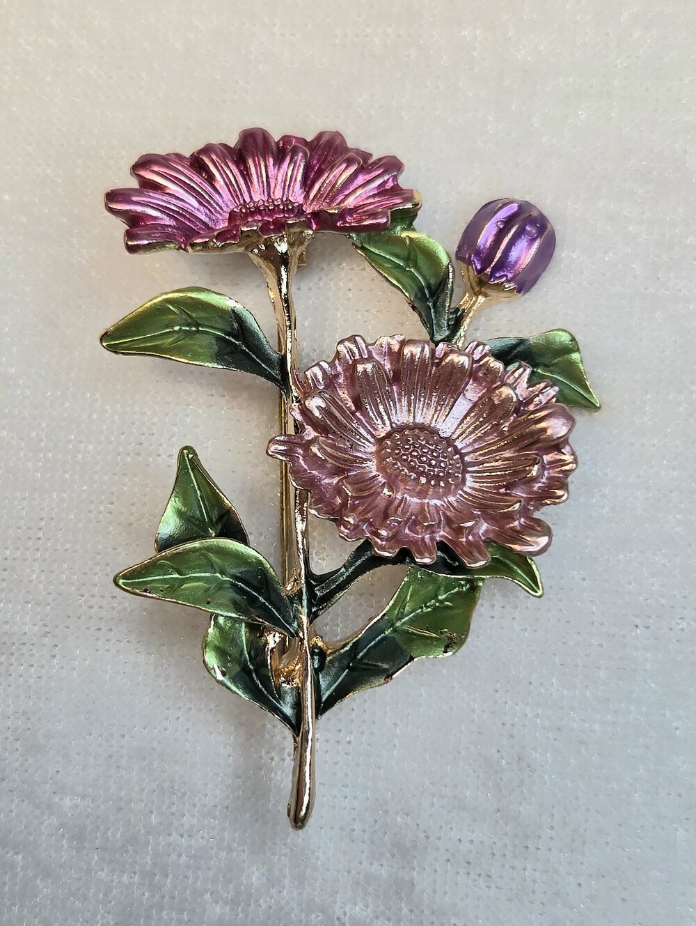 New Pink and Purple Floral Enamel Brooch / Pin